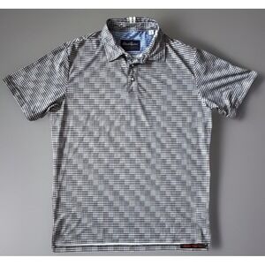 Robert Graham Short Sleeve Golf Polo Shirt Stretch Abstract Check Medium JBHS